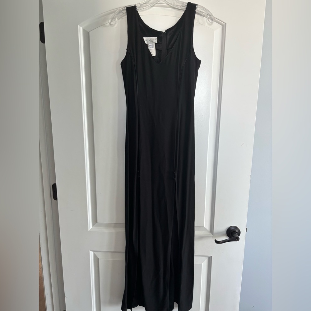 Vintage women’s Jessica McClintock Gunne Sax black gown with slits & wrap 5/6